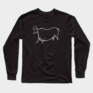 Cave art. Parietal line art of a bull. For prehistory fans, light line Long Sleeve T-Shirt